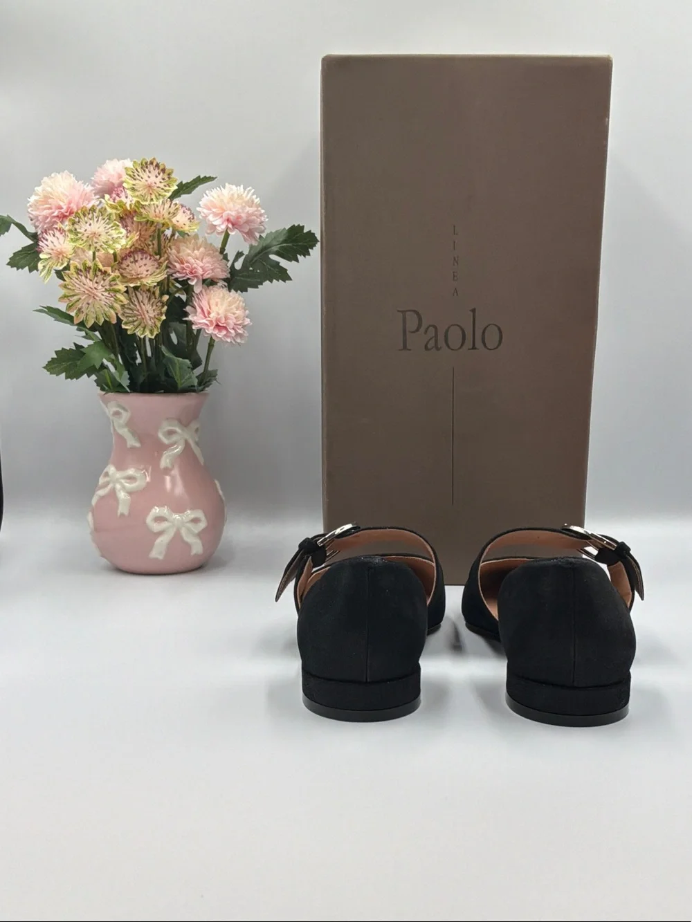 Paolo Black Pointed Flats with Silver Buckle